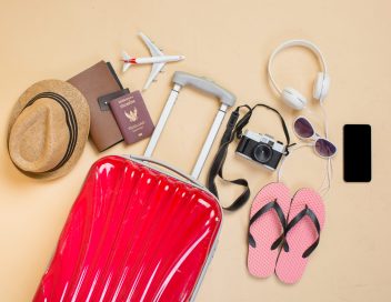 suitcase with traveler accessories